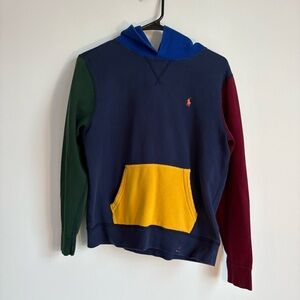 Polo by Ralph Lauren Colorblock Fleece Hoodie with Embroidered Logo Size L 14-16